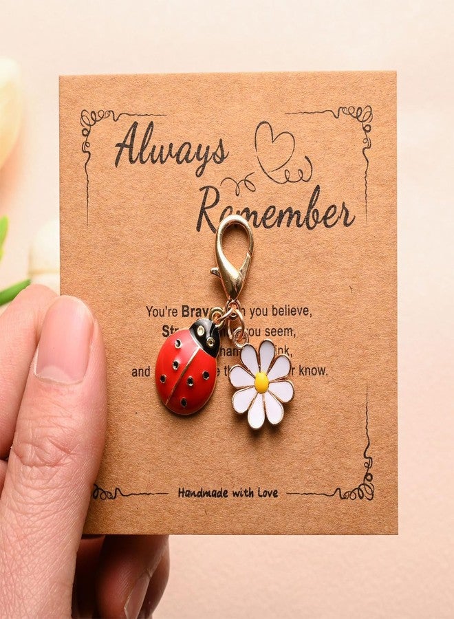 Hoheng Ladybug Keychain Bee Butterfly Keychain Flower Bag Charm Always Remember Thank You Keyrings With a Gift Card - Image 4
